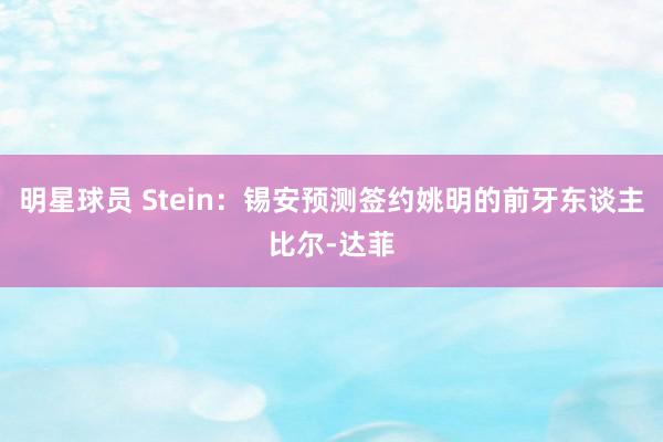 明星球员 Stein：锡安预测签约姚明的前牙东谈主比尔-达菲