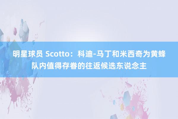 明星球员 Scotto：科迪-马丁和米西奇为黄蜂队内值得存眷